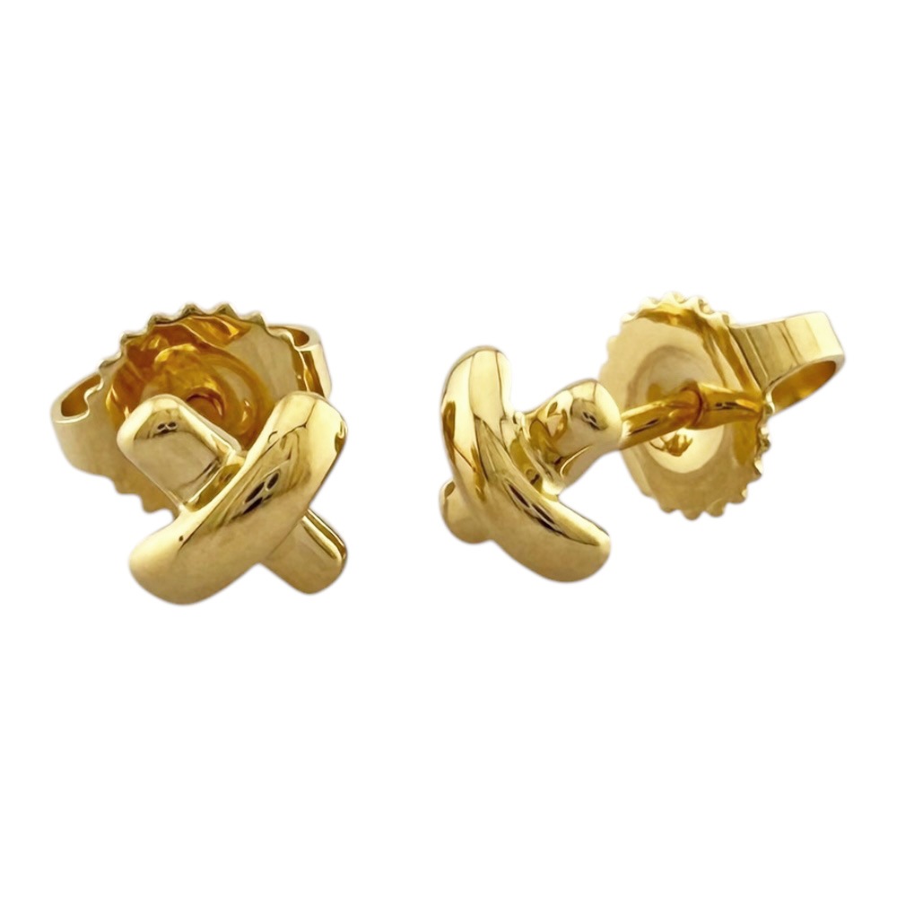 ティファニー クロスステッチ ピアス 18金 K18イエローゴールド TIFFANY&Co. 中古 美品