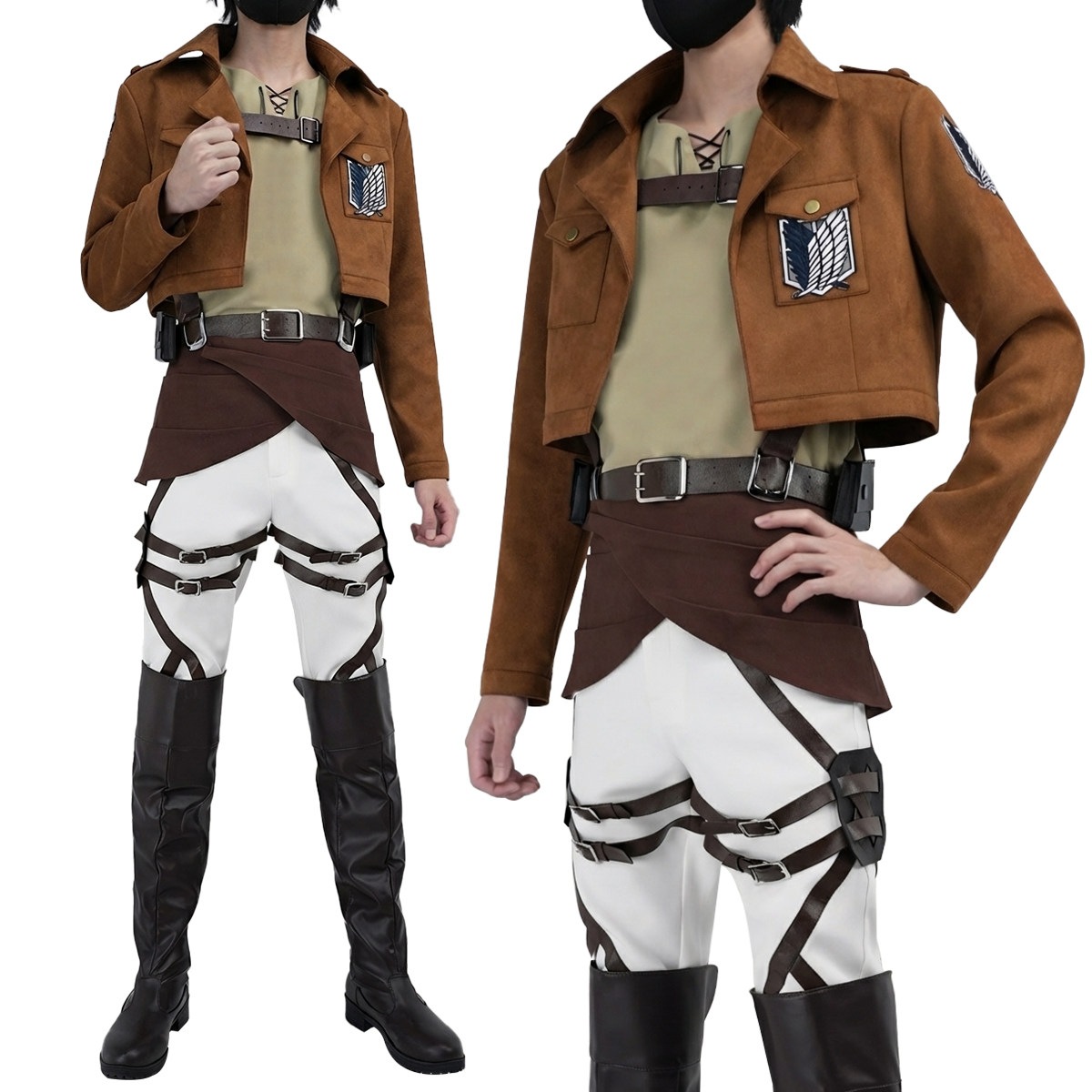 [2026 新作]HOLOUNCOSER 進撃の巨人 エレン・イェーガー コスプレ 衣装 調査兵団 ジャケット 自由の翼 立体機動装置ベルト C服 フルセット 仮装 ハロウィン アニメ