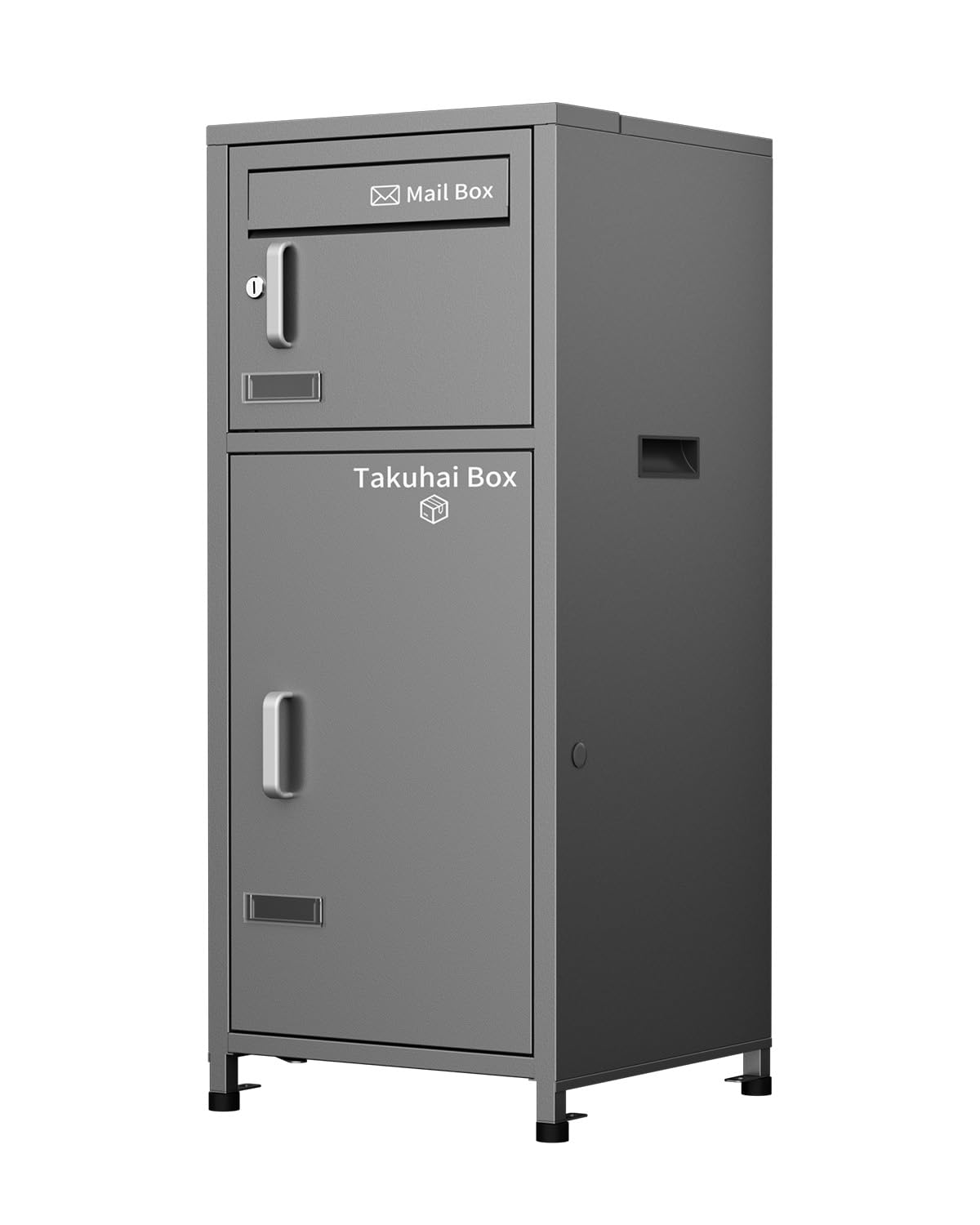 ISOJI 宅配ボックス 屋外 宅配BOX 複数投函可能 ポスト体型 事不要 置き型 防 容量 案内ステッカー付き 両開 扉 戸建て おしゃれ 盗難防 転倒防 灰