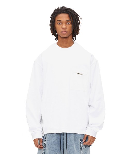 White Overfit Layered Patch Long Sleeve IETS2E002