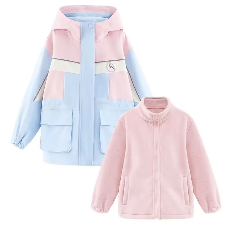 女の子の突撃服子供のコート春と秋の新作加絨揺れ動く粒絨毯内胆大童エルサの防風コート