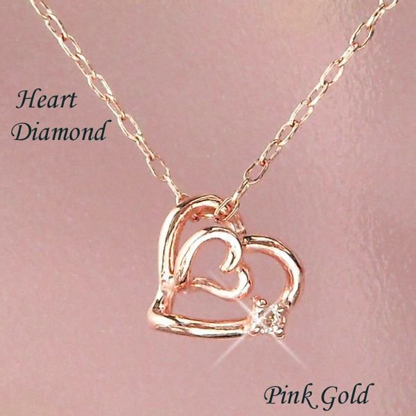 ダイヤモンド ネックレス オープンハートモチーフ k10pg 4月誕生石 天然石 10金ピンクゴールド レディース 50代 40代 60代 30代 20代 妻 彼女 ギフト 女性用