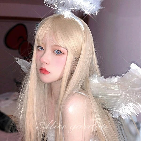 ウィッグ ストレートヘア ロリータ フルウィッグ ゴールド 前髪あり ゴールド ロングウィッグ 前髪あり ナチュラル 原宿風 かつら ぱっつん前髪 金髪 コスプレ 可愛い 耐熱ウィッグ コスチューム 5,166円