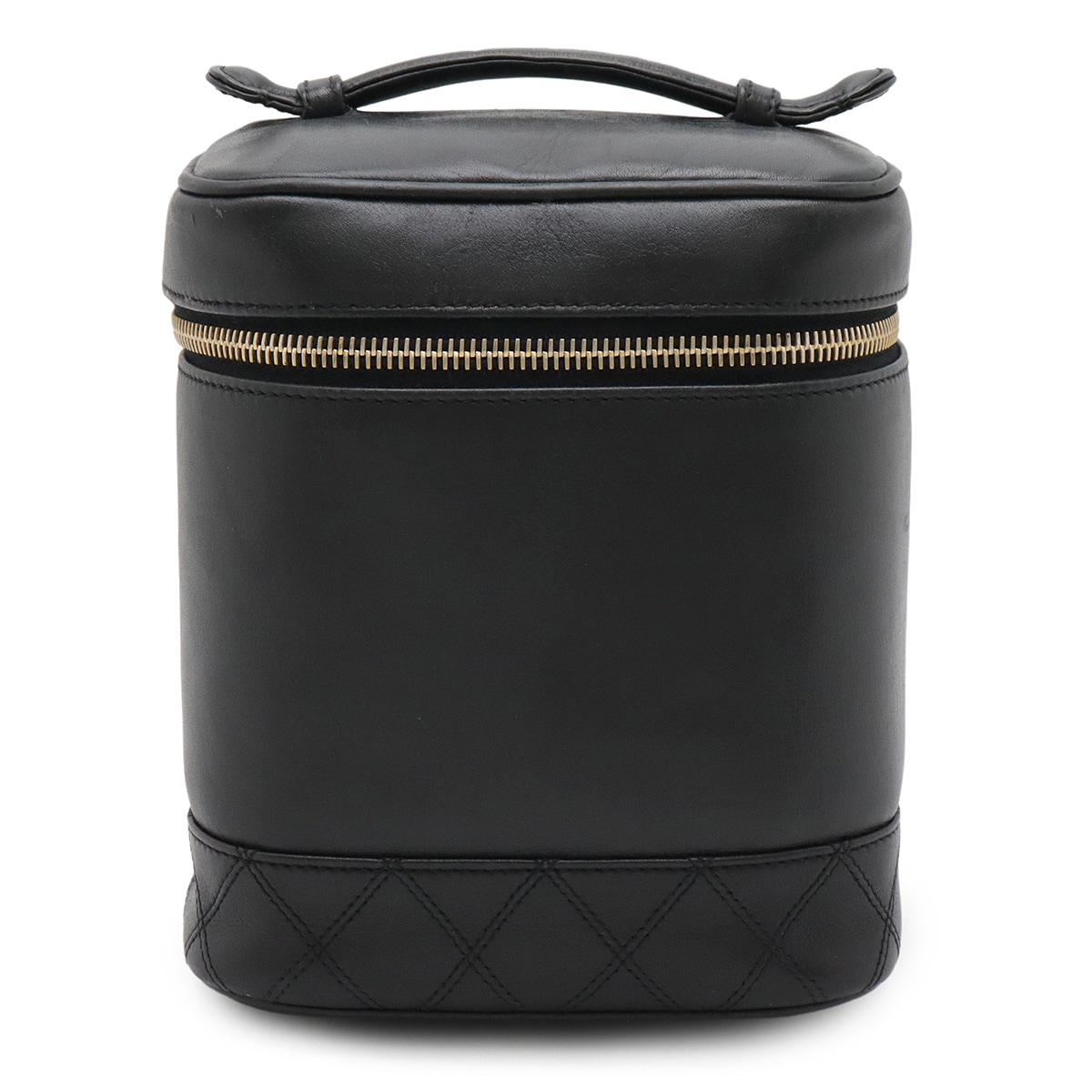 ビコローレ ココマーク バニティバッグ ハンドバッグ 化粧ポーチ コスメポーチ レザー ブラック 黒 ゴールド金具 A0161