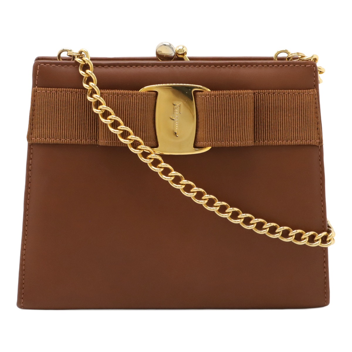 ヴァラ チェーンショルダー ショルダーバッグ ポシェット ミニバッグ ブラウン 茶 ゴールド金