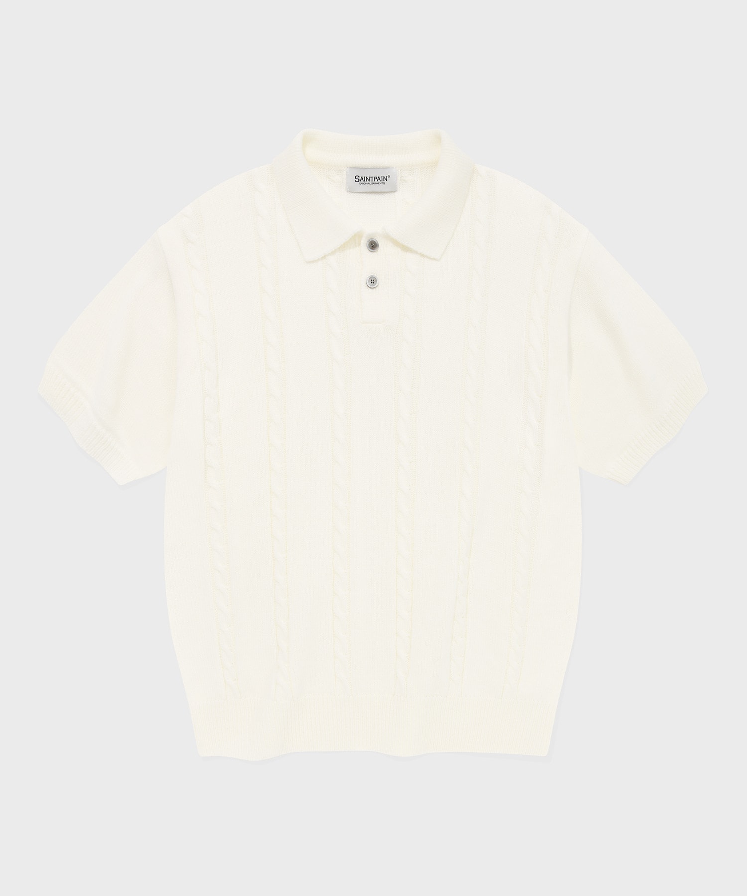 SP cable collar short sleeve knit - ivory