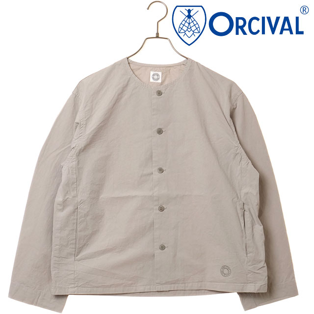 カラーレス シャツ [OR-B0421-OOM] COLLARLESS SHIRT 日本製 メンズ・レディース ライトアウター ブルゾン ノーカラー 製品染め LT.GREY 正規取扱店