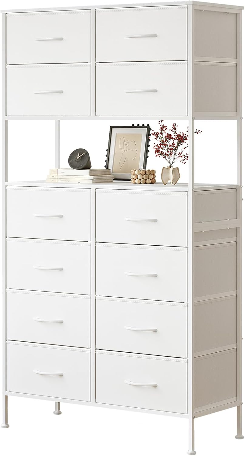 SINNONAKA 12杯 チェスト 大容量 タンス ハイチェスト 中央オープン設計 箪笥 衣装ケース 収納チェスト 省スペース インテリア リビング収納 ハイタイプ 引き出し 洋服タンス