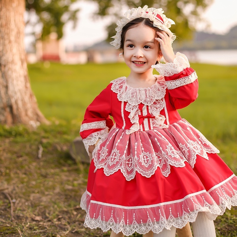 ロリータ ドレス パフォーマンス服女の子チュチュ スカート ロリータ スパニッシュ スタイル ドレス ヘアゴム付き