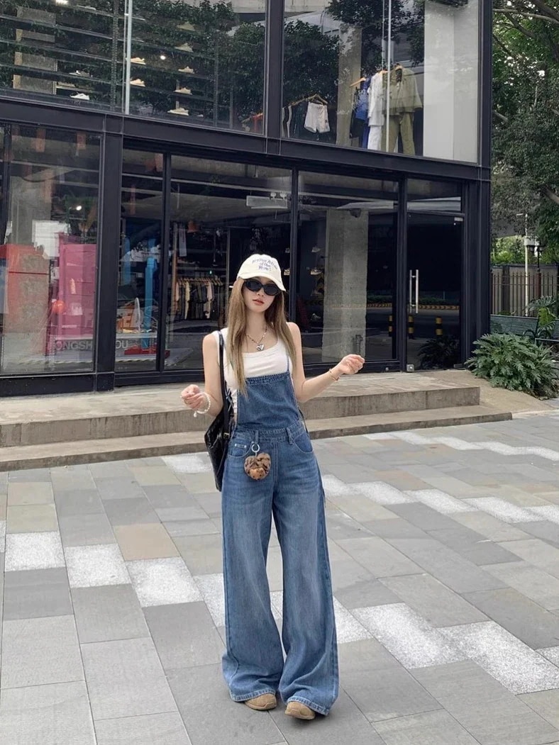 カジュアル 加工 上下セット デニムパンツ 羽織り ジーンズ ストレート ショート丈 アウター 学生 サロペット オーバーオール ワイドパンツ ジーパン デニムベスト Gジャン