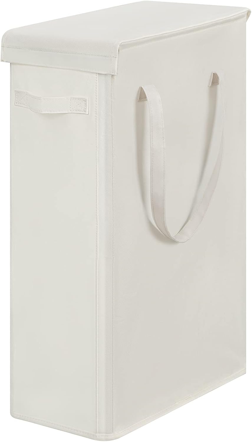 60リットル スリム 折りたたみ式 フタ付き 持ち手付き 防水 ランドリーバスケット ベージュ