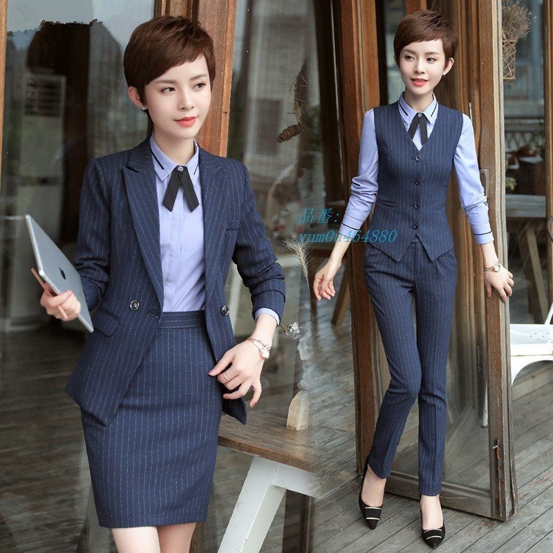 スカートスーツ 2点セット セレモニースーツ ビジネス パンツスーツ オフィス フォーマル ストライ