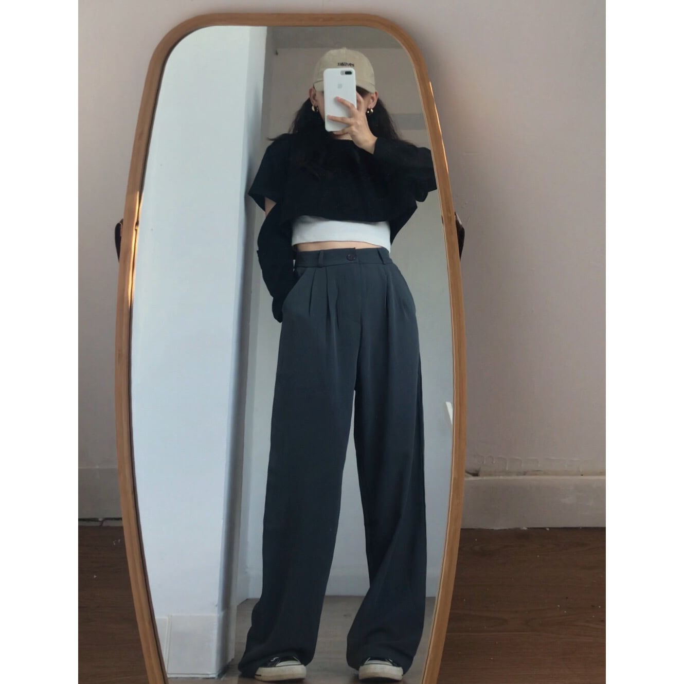 ハイウエストパンツタイトウエストモップパンツスーツパンツ女性 パンツ スーツ ワイドパンツ ロング丈 ストレート ワイド ウエストマーク ハイウエスト 大人可愛い きれいめ シンプル カジュアル 大人