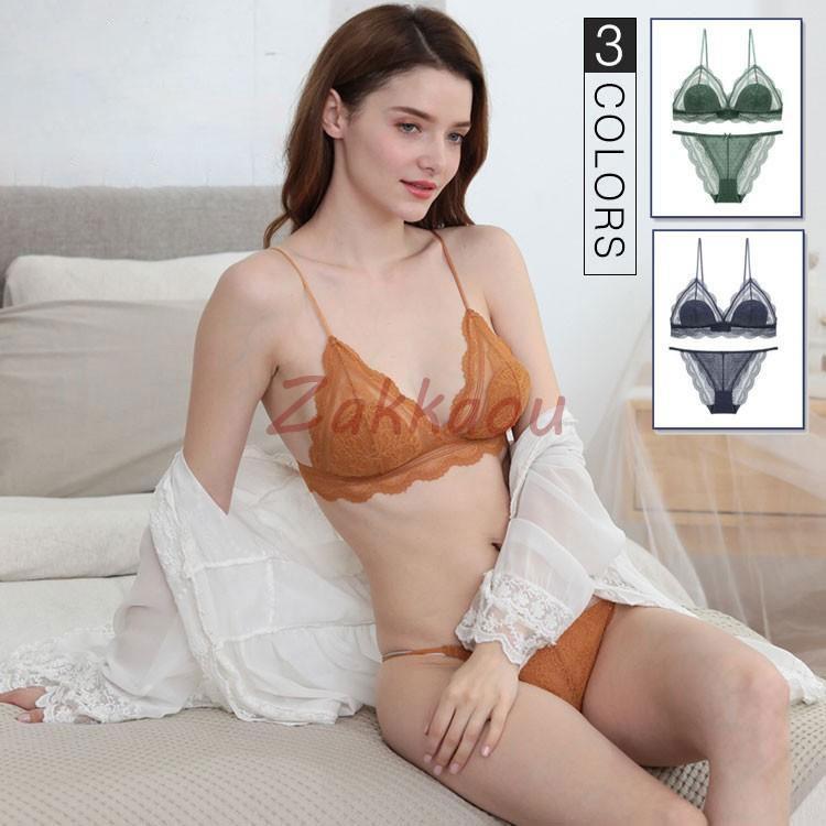 ブラジャー ショーツセット 女性下着 上下セット ハーフカップ 総レース ノンワイヤー 脇肉 ブラ　育乳ブラ バストアップ 4,956円