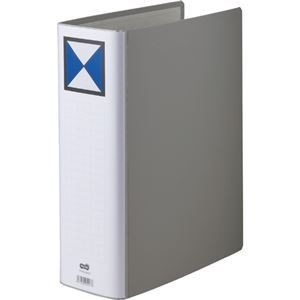 （まとめ） TANOSEE 両開きパイプ式ファイル A4タテ 800枚収容 背幅96mm グレー 1冊 5セット