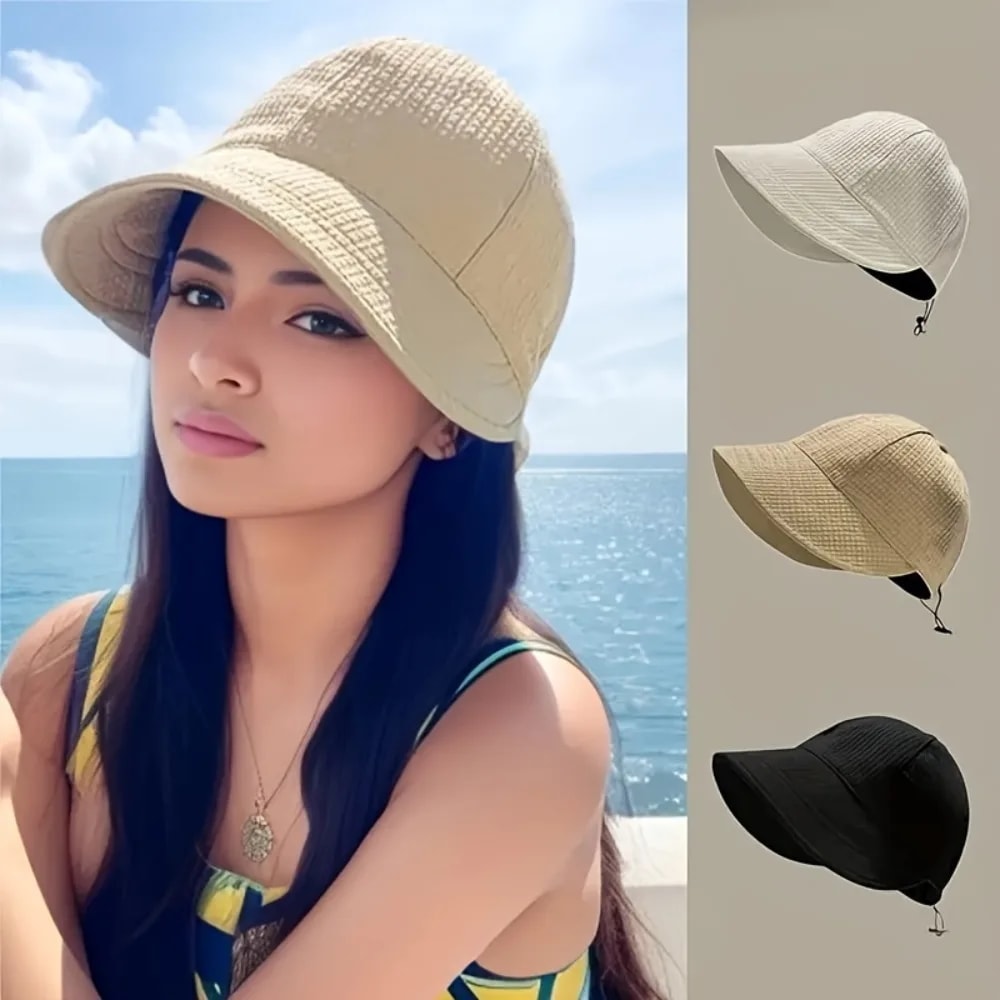 女性のための引きひも付き野球帽ビーチと旅行のためのファッショナブルな日焼け止め帽子春と夏に適しています - 200000297