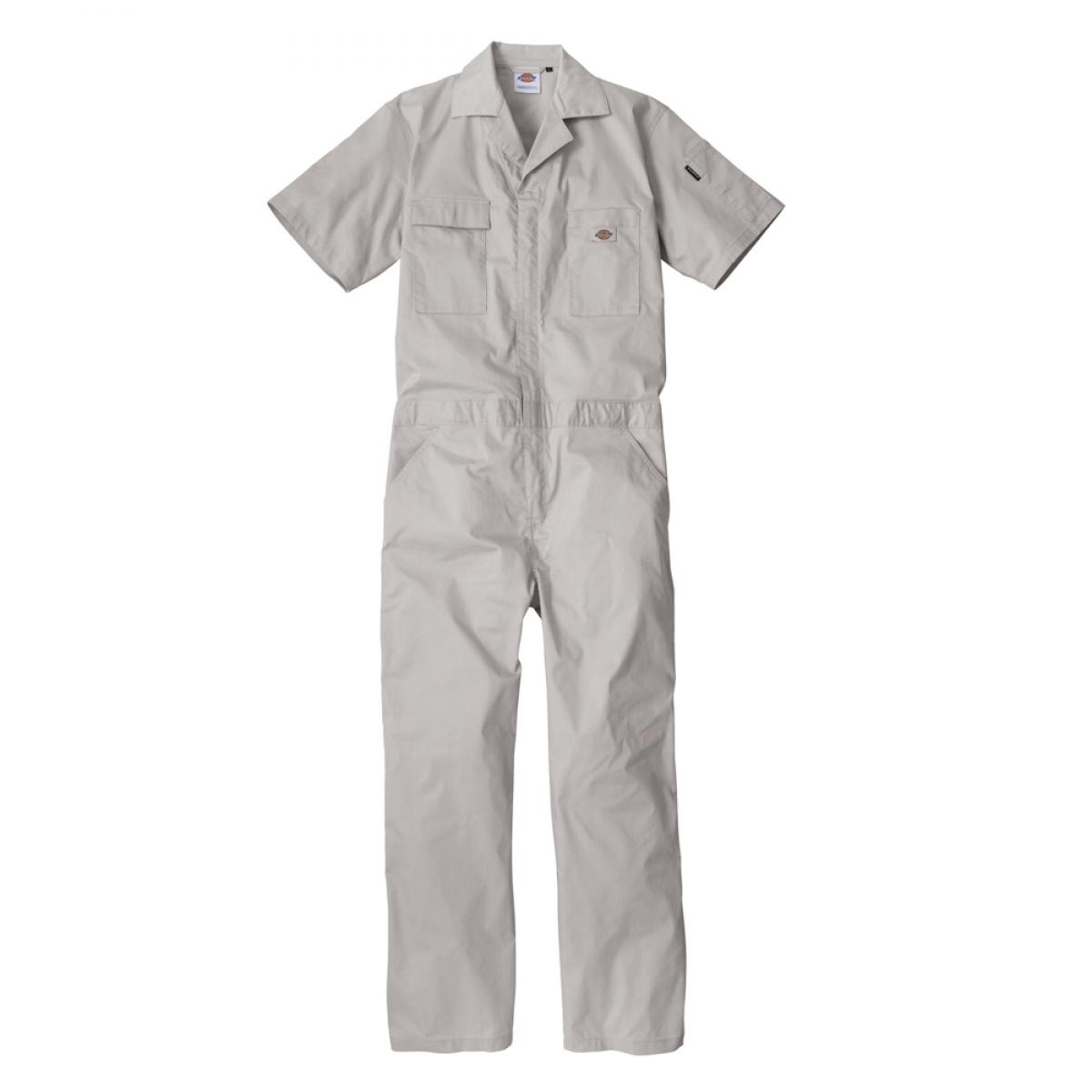 Dickies ディッキーズ ライトT/Cストレッチ 半袖ツナギ シルバー M D-6702 つなぎ 接触冷感 夏 コーコス 作業着 作業服