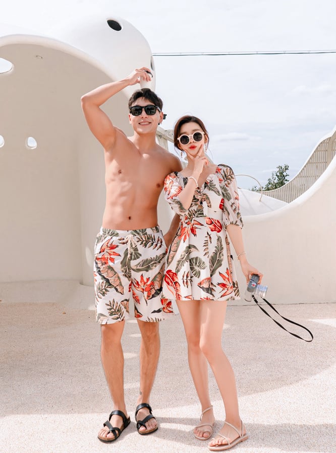 ラッシュガード スリーピース ペアコーデ カップル レディース 体型カバー メンズ 水着 ハーフパンツ 膝上 短パン ショート丈 海パン ボードショーツ スイムウェア フィットネス水着 sw0001