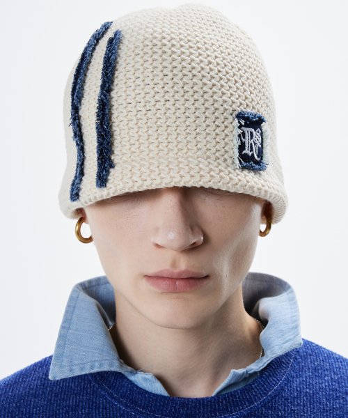 【RSSC】 DENIM PATCHED KNIT BEANIE : IVORY
