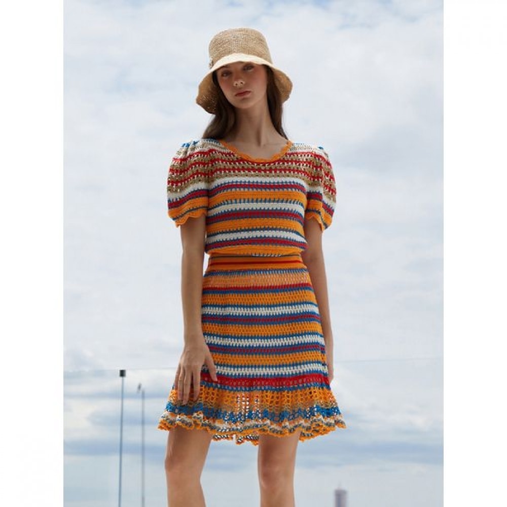 [エゴイスト] ハンドメイドストライプスカート EN2KS562