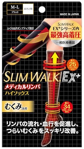 他サイト： スリムウォークメディカルリンパおでかけ用ハイソックス ブラックMLの商品画像