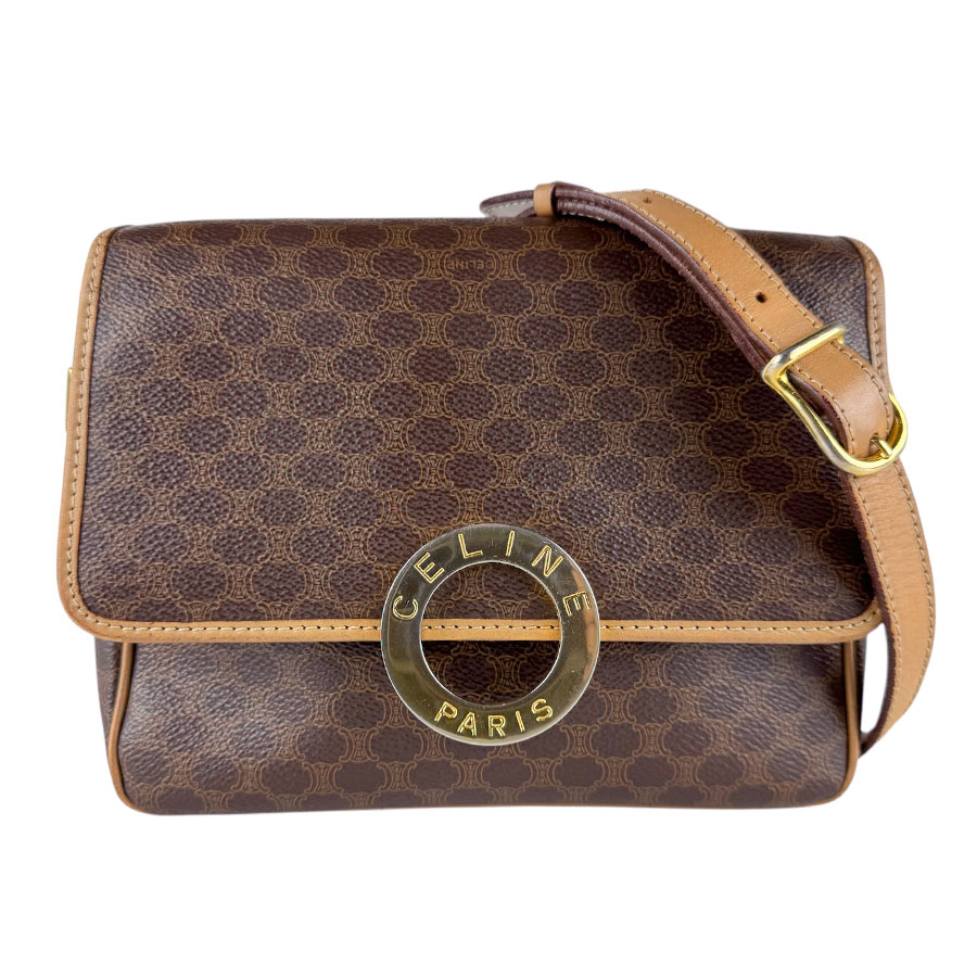 セリーヌ CELINE ショルダーバッグ マカダム PVCコーティングキャンバス ブラウン レディース z8315