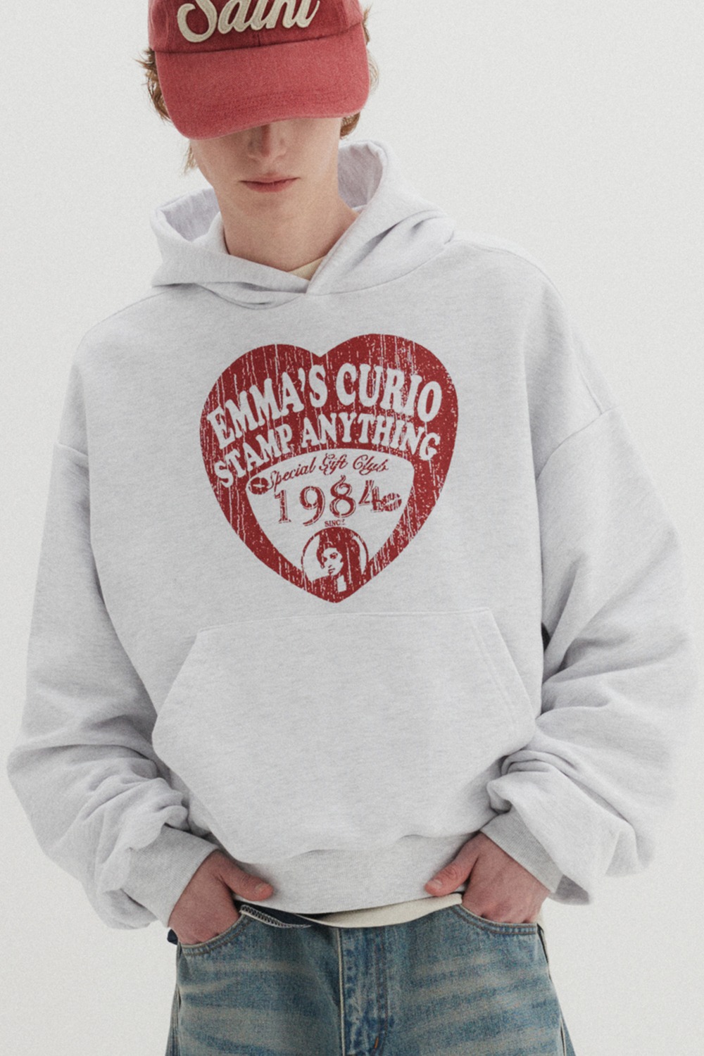 【DNSR】 CROP HEART HOODIE : GREY