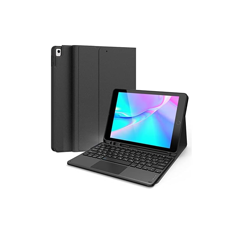 Earto iPad 9世代 8世代 7世代 キーボードJIS基準日本語配列 iPad 10.2/10.5 bluetoothキーボード タッチパッド搭載 脱着式 多角度調整 [ペンシルホルダー付き]