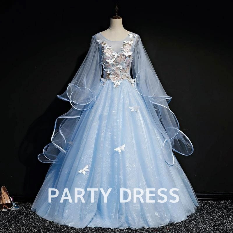 レディースドレス パーティー ウェディングドレス 撮影 ２色 結婚式 フリル チュールスカート スウィート 森系 舞台 演出 成人式 礼服 音楽会 演奏会 合唱団 イブニングドレス 成人式 蝶柄 編み