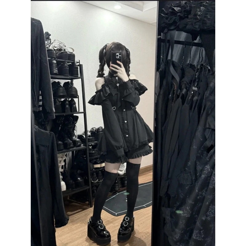 オフショルダー 可愛い乙女感 デザイン性 重工業 大人気ロリータ 学院祭用 レース ップスハイウエス ワンピース 万能