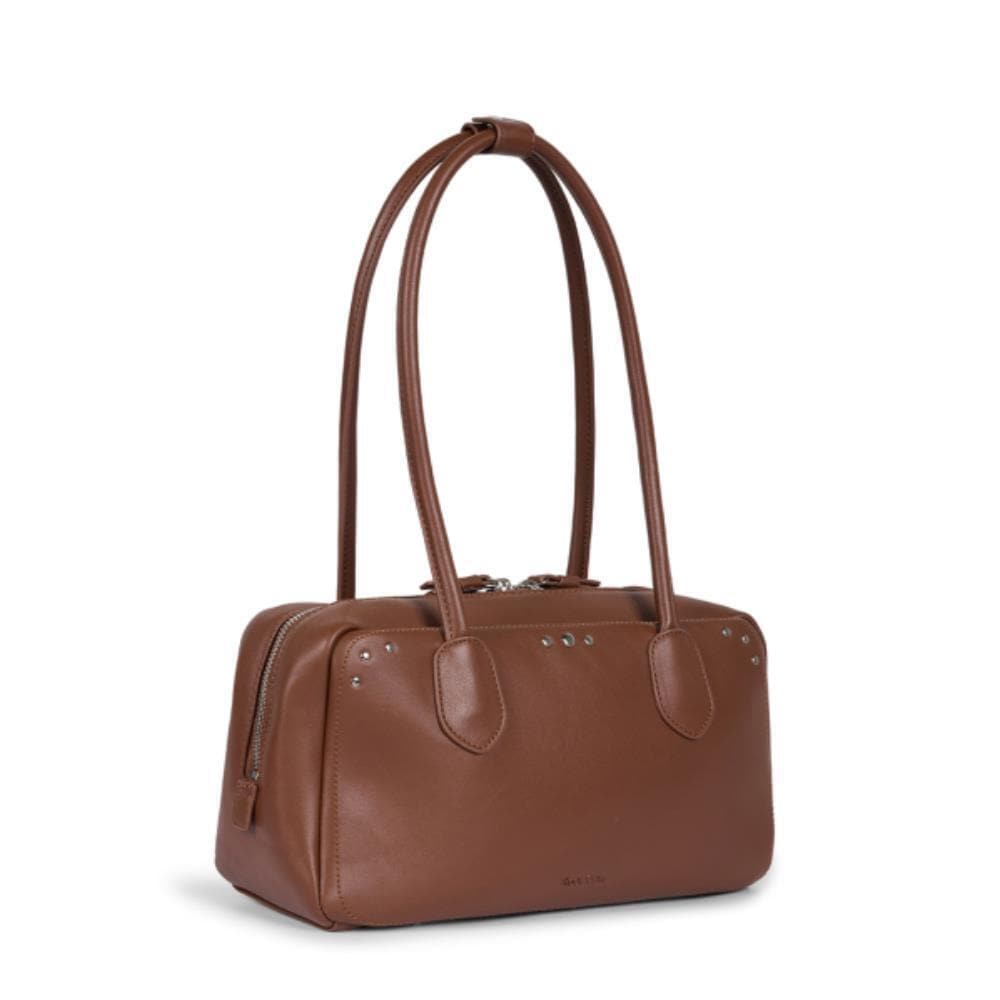 ROCKCAKE Square Leather Stud Middle Bag Brown RC24BG006