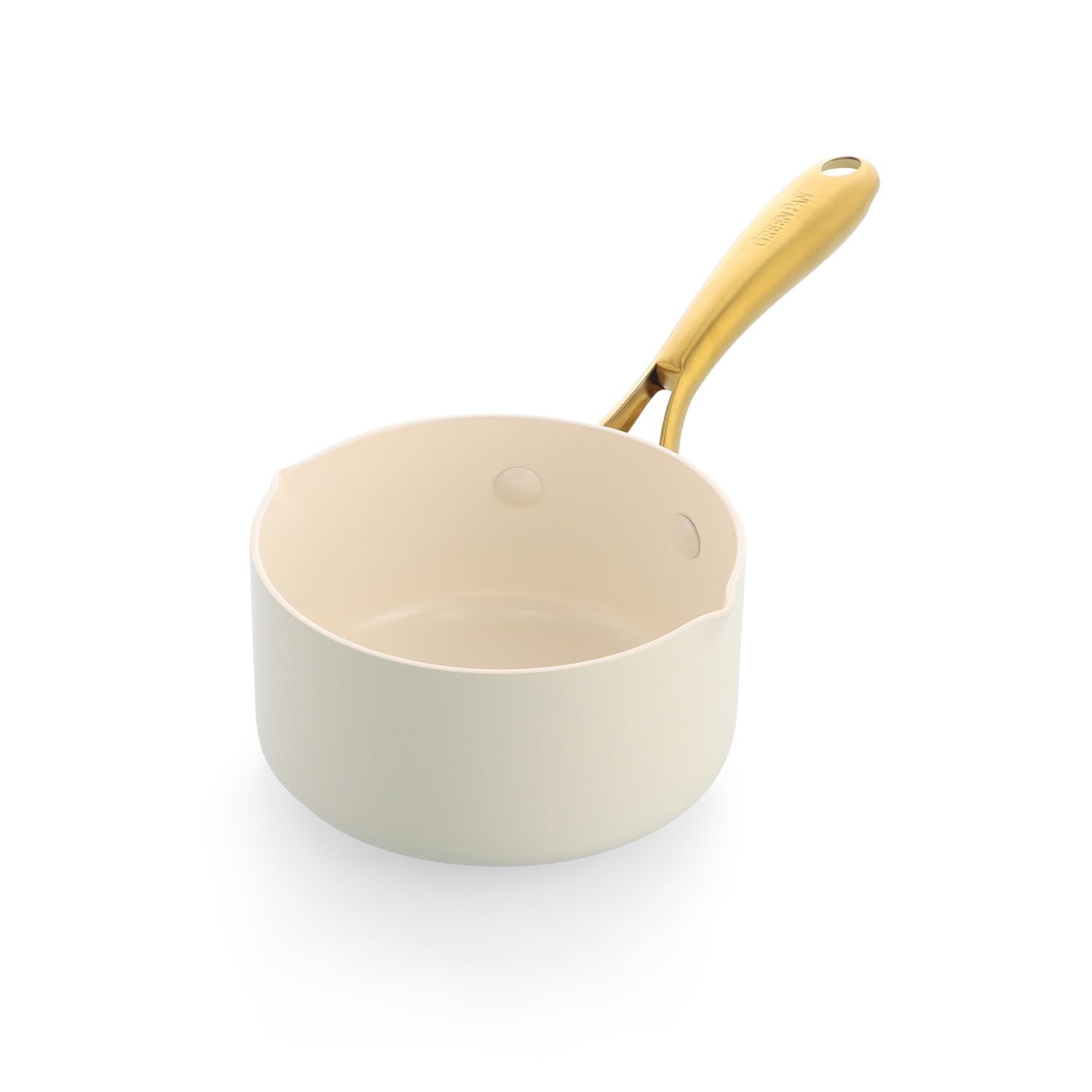 グリーンパン(Greenpan) GREENPAN ストゥディオ クリームホワイト studio 有害物質を一切含まない砂由来のミネラル成分のセラミックコーティング 片手鍋 ミルクパン 14cm IH