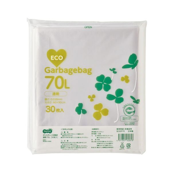 TANOSEE ポリエチレン収集袋 透明 70L 30枚入 [x10セット]