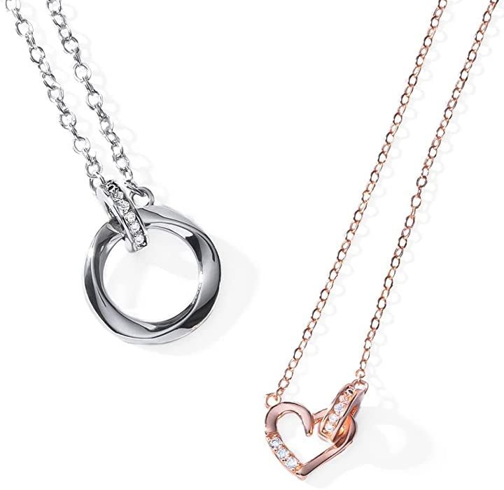 ペアネックレス カップル プレゼント ステンレス ジュエリー メンズ レディース BR-J069 ハート MSW＆LPW(MSW＆LPW)