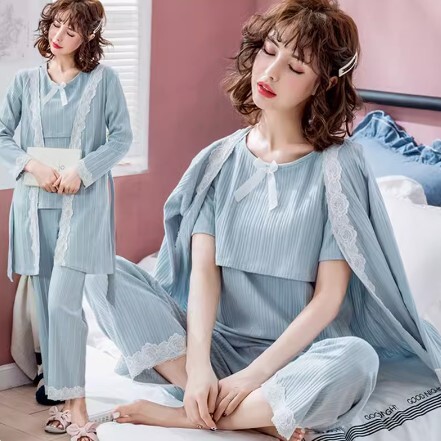 パジャマ 3点セット 寝巻 ルームウエア セットアップ スリーピース 長袖 スリット かわいい 大人可愛い きれいめ シンプル カジュアル 大人 上品 おしゃれ お洒落 かっこいい 大人女子 こなれ感