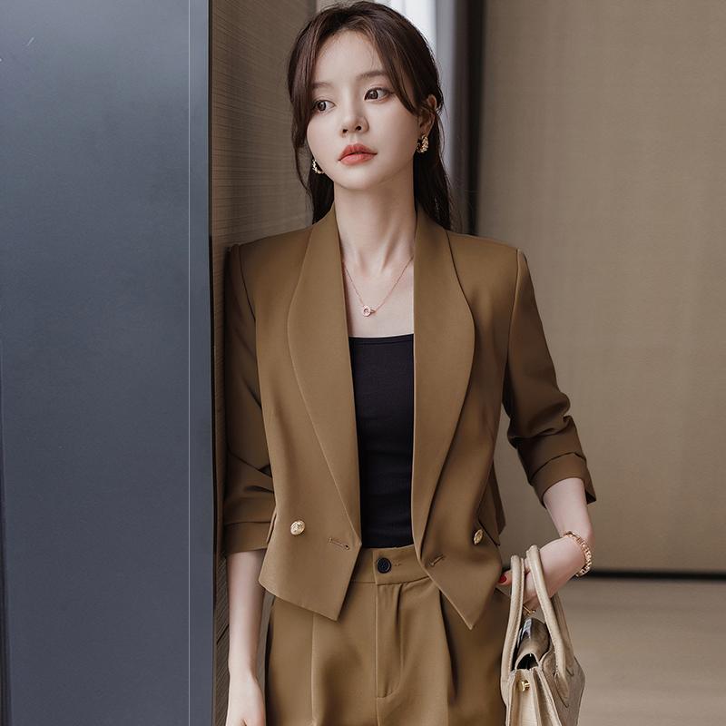 レディース スーツ 女性用 ショート丈ジャケット ブレザー 春秋 ファッション スリムフィット オフィスカジュアル 大人かわいい エレガント 韓国 ＯＬ