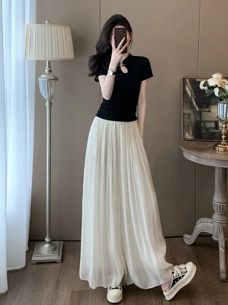 レディース 半袖スーツ女性夏服ファッションスポーツワイドパンツスカート2点セット 韓国 スーツ 夏 セットアップ スウェット上下セット セットアップ ルームウェア