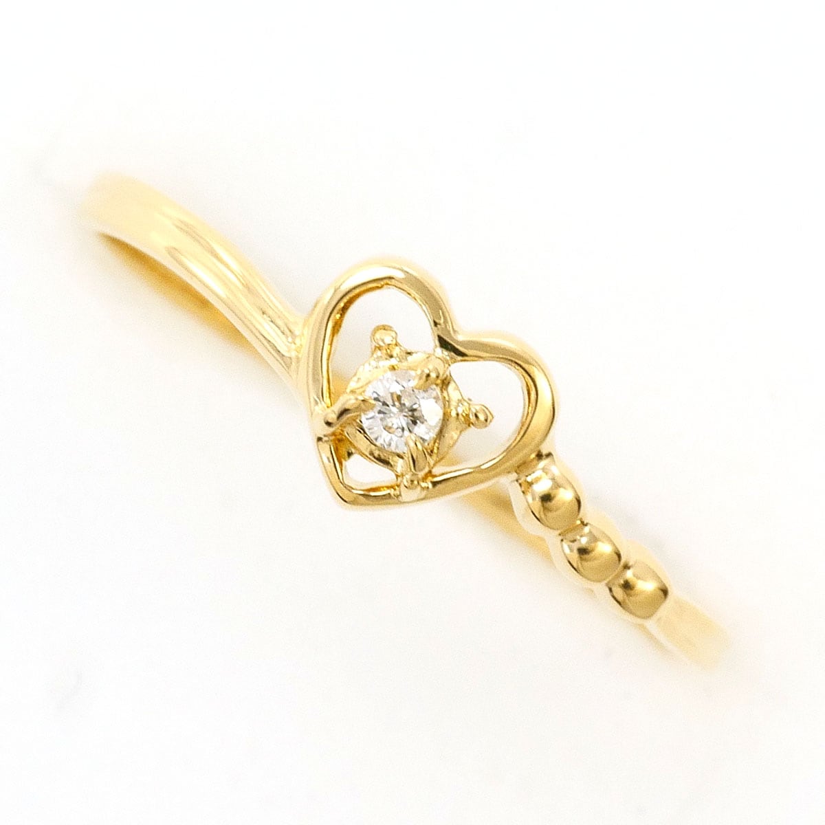 K18 18金 YG イエローゴールド リング・指輪 10号 ダイヤモンド（ct刻印なし） 総重量約1.0g 中古