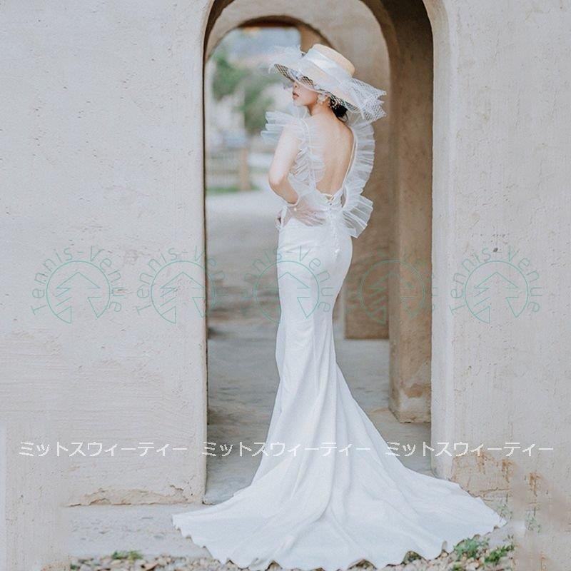 ウエディングドレス ロングドレス ソフトマーメイド 結婚式 二次会 花嫁 白 ブライダル パーティー