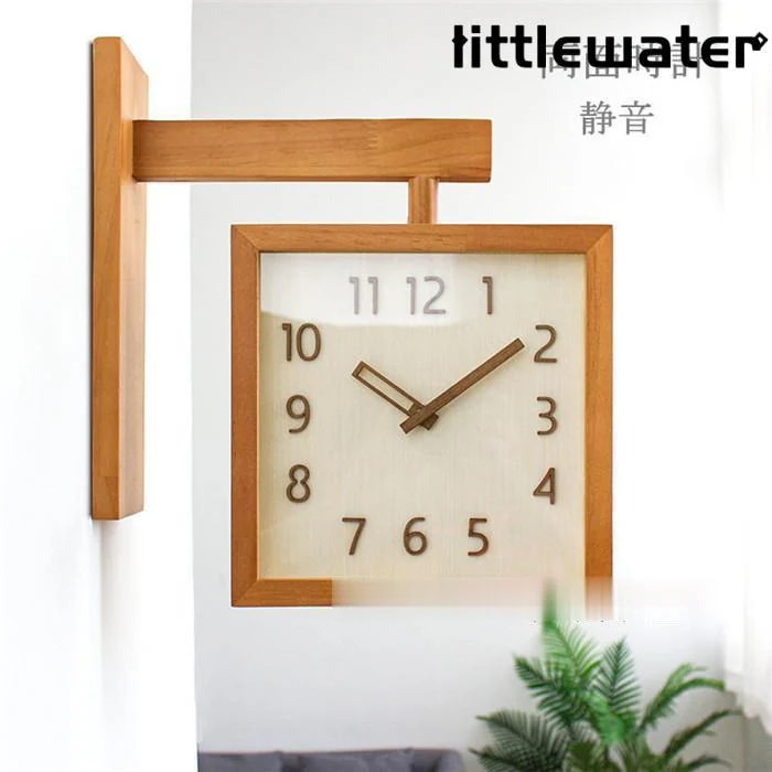 （ROSEBLINK.）壁掛け時計 掛け時計 四角型 両面タイプ 木製 クロック 新生活応援 インテリア ガラス 壁飾り 静音 北欧 壁掛け モダン 新築祝い ギフト 電池 静音