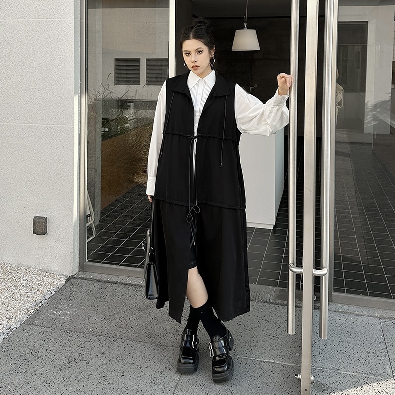 【J.Fashion】 2025秋 ベストワンピース ノースリーブ 袖なし ロングカーディガン おしゃれ レディース 関連商品購入可能 メガ割