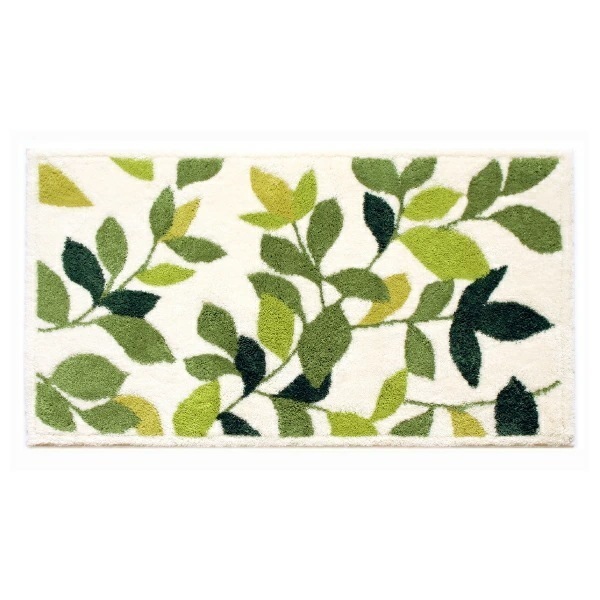 リーフグリーン2 吸着 60×110cm 玄関マット ベージュ 洗濯機 丸洗い 洗える 薄手 コーナー 吸着 ズレ ナチュラル ラグ ラグマット 日本製