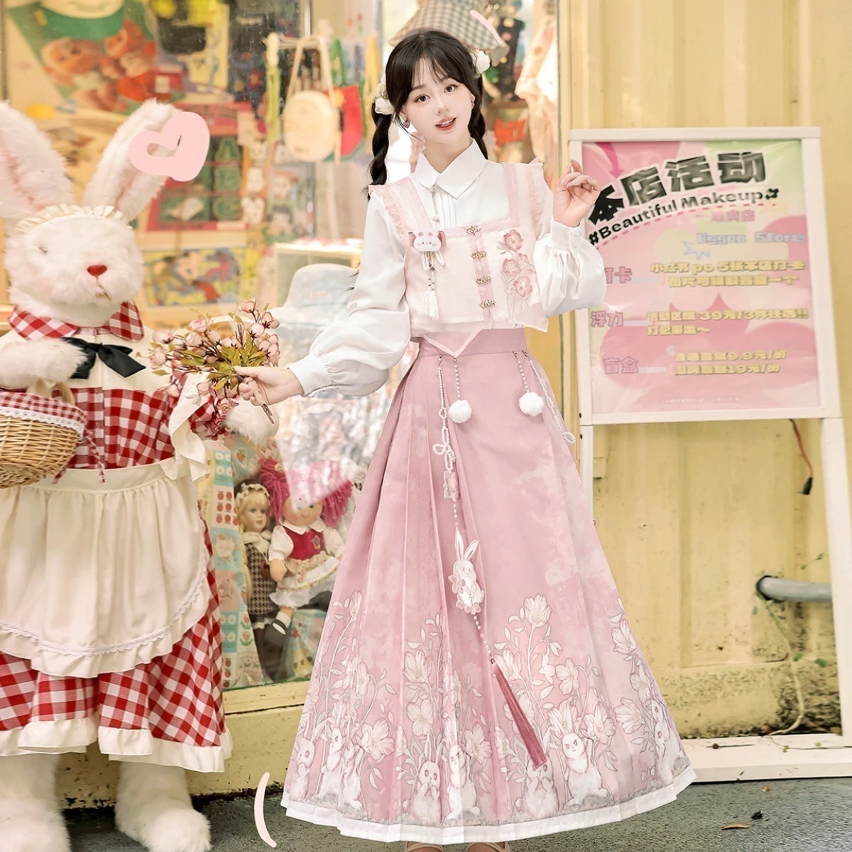 【フルセット】月見兎兎新韓国cos服女性日常改良馬面スカート秋