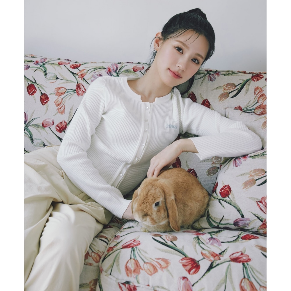 CITY BREEZE [23SS]ロゴ刺繍ボタンアップゴルジカーディガン_IVORY