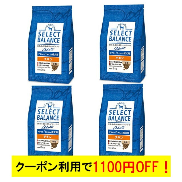 未使用品】 小粒 チキン アダルト セレクトバランス １才以上の成犬用 4個セット 3kg ドッグフード -  www.ctgpropertymanagement.com