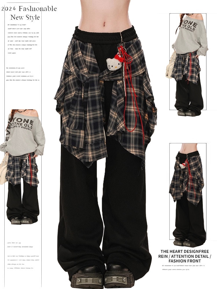 2025春夏 パンツ ボトムス ハイウエスト K-POP ストリート系ファッション系韓国風ファッションウェア練習ジーンズ シルエット加工ゆったり レディースカジュアル型メンズライク衣装