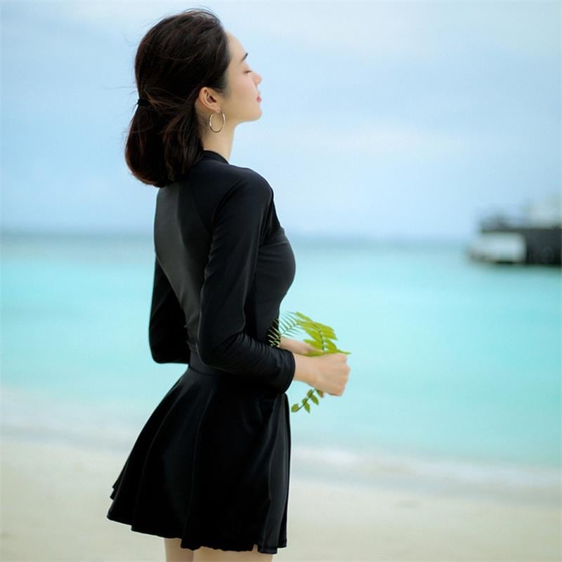 水着 レディース 長袖 トップス スカート 3点セット セパレート ハイウエスト 露出控えめ 日焼け防止 学生 海水浴 プール 10代 20代 30代 40代 ママ水着