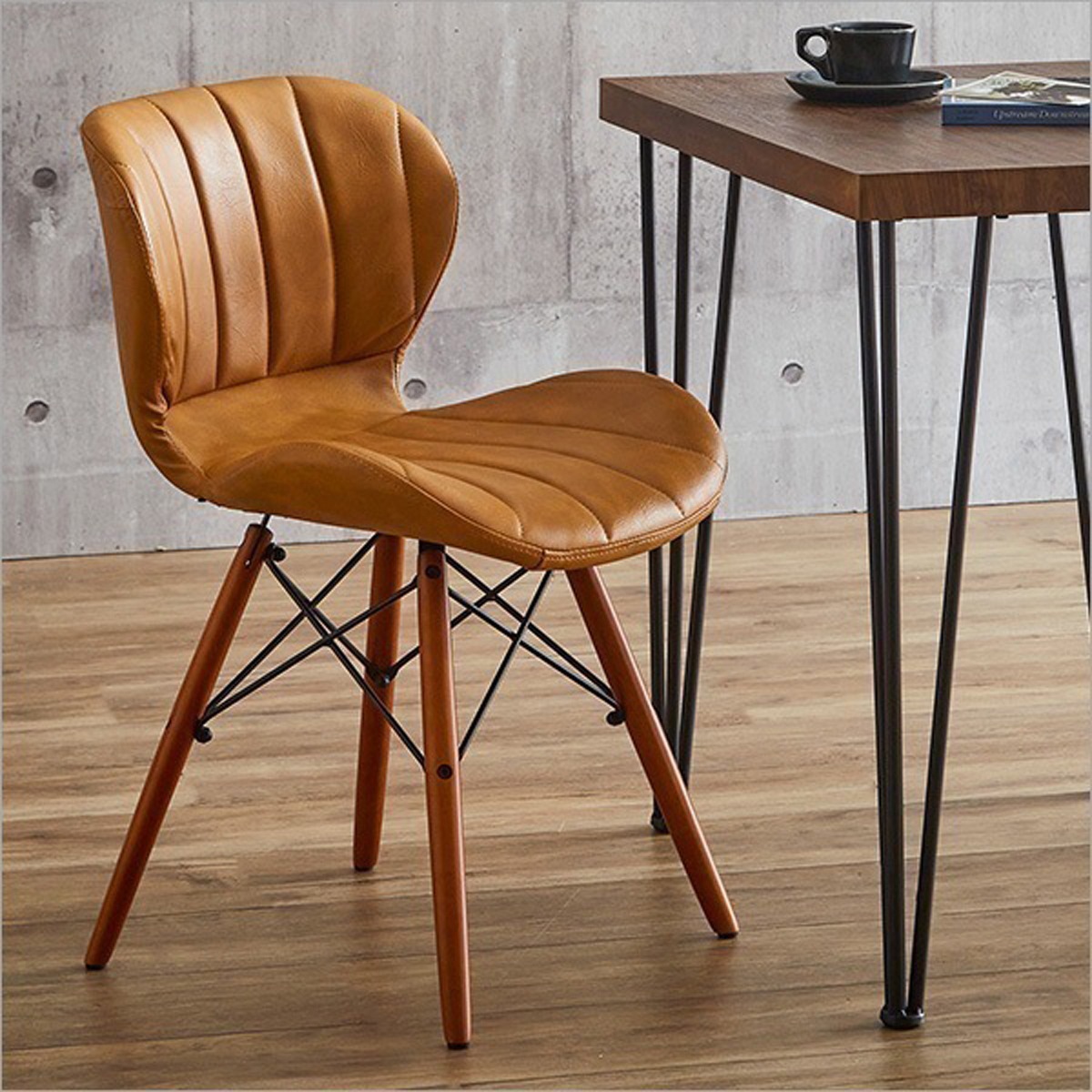 ヴィンテージスタイル レザー調 ダイニングチェア 単品