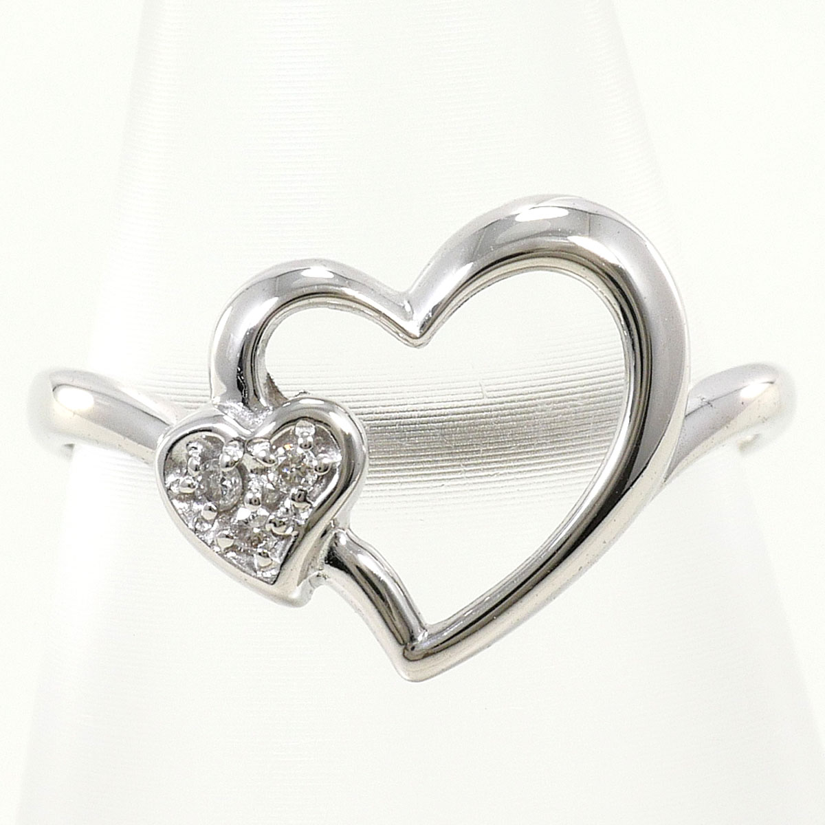 K18 18金 WG ホワイトゴールド リング・指輪 9号 ダイヤモンド 0.03ct 総重量約1.8g ジュエリー 中古
