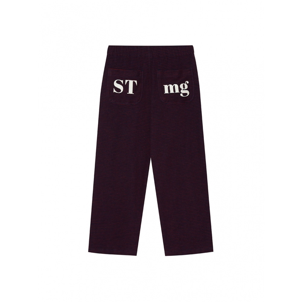 ストライプマーガリン STMG ロゴストライプバンディングパンツレッド